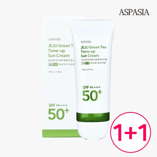 [아스파시아] 제주녹차 톤업 선크림 70ml 1+1 (총 2개) 상품 이미지